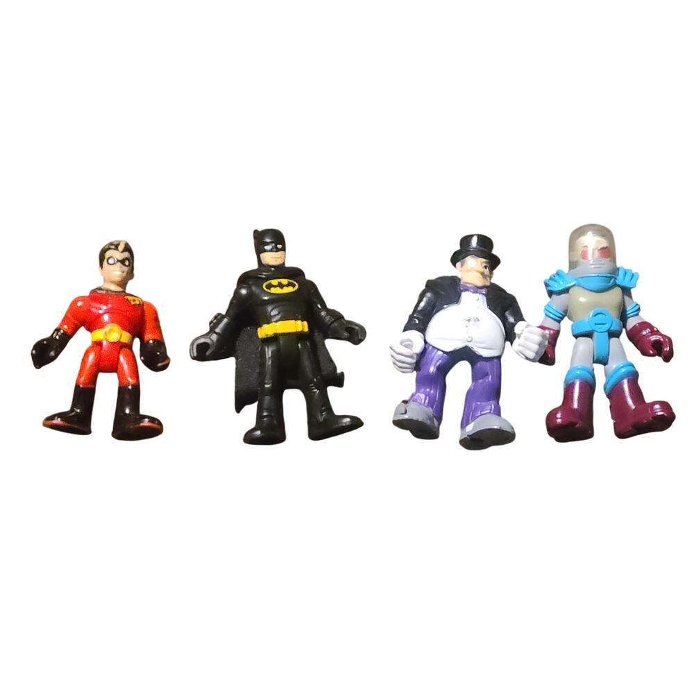 Imaginext Used Lot of 4 Figures Batman Robin freeze Penguin used DC Comics